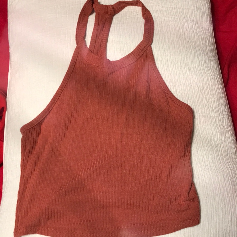 Mauve ribbed halter top